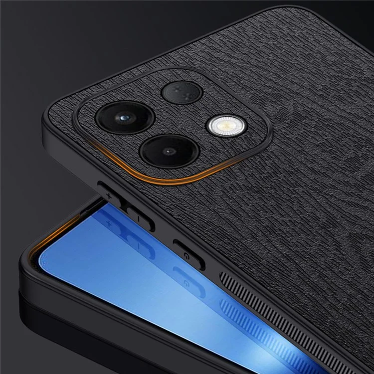 Wood Texture Case For Oppo K13 5G  /  K13x  /  K12s (China) PU Leather Coated PC TPU Phone Cover - Black-Cellmalls