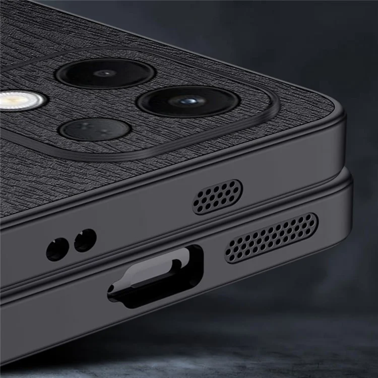 Wood Texture Case For Oppo K13 5G  /  K13x  /  K12s (China) PU Leather Coated PC TPU Phone Cover - Black-Cellmalls