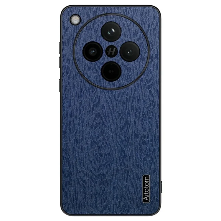 For Oppo Find X8 Pro 5G Case Wood Texture PU Leather Coated PC+TPU Phone Cover - Black-Cellmalls