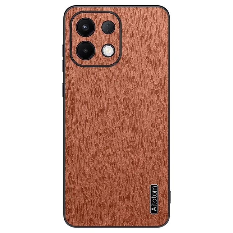 Wood Texture Case For Oppo K13 5G  /  K13x  /  K12s (China) PU Leather Coated PC TPU Phone Cover - Black-Cellmalls