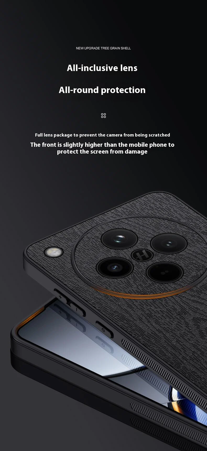 For Oppo Find X8 Pro 5G Case Wood Texture PU Leather Coated PC+TPU Phone Cover - Black-Cellmalls