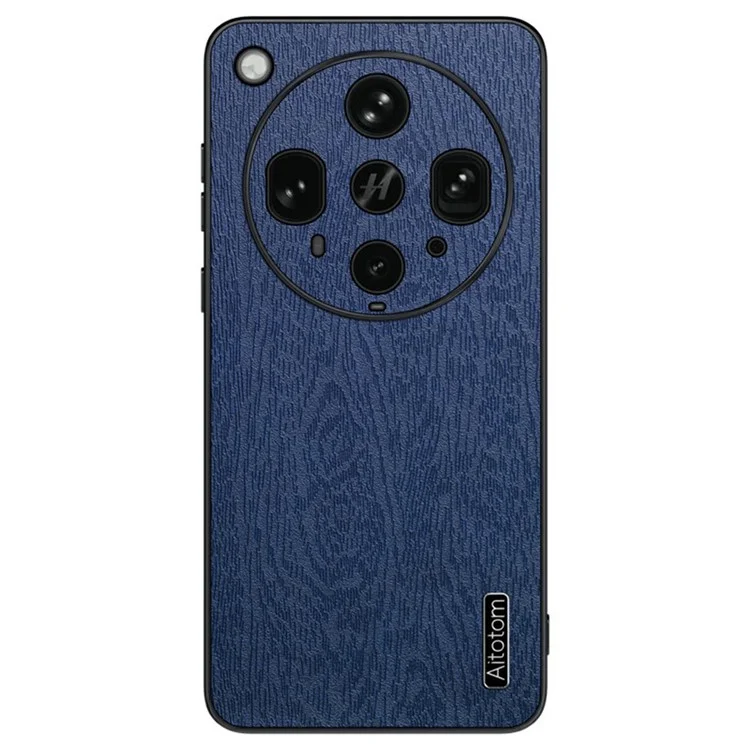 For Oppo Find X8 Ultra 5G Case Wood Texture PU Leather Coated PC TPU Phone Cover - Black-Cellmalls
