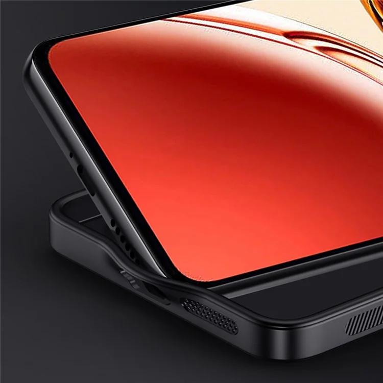 For Oppo Reno12 F 4G Case Wood Texture PU Leather Coated PC+TPU Back Cover - Black-Cellmalls