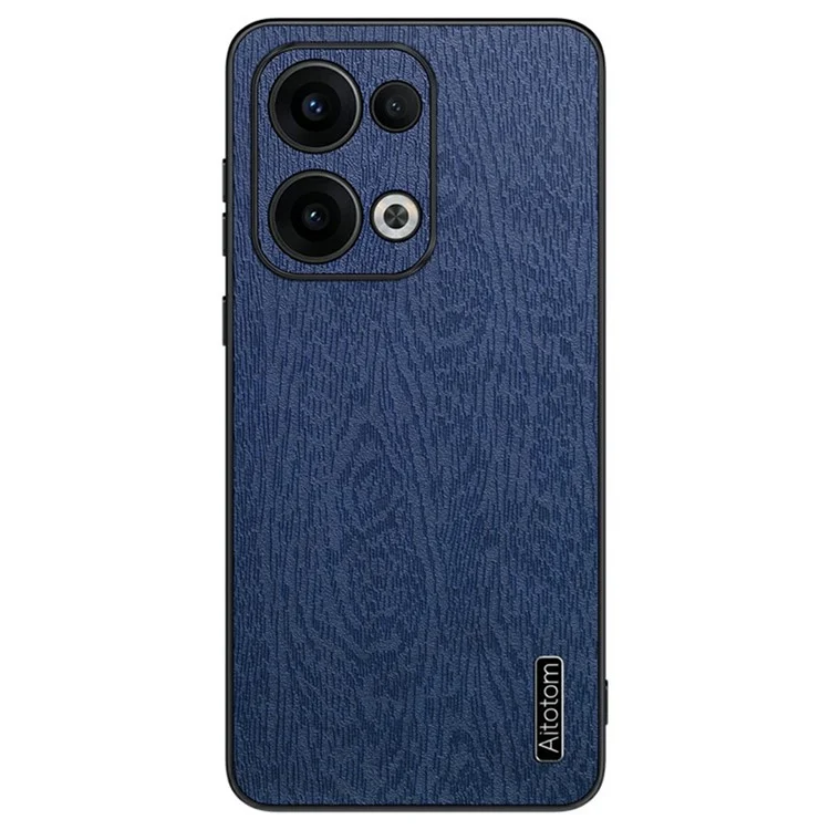 For Oppo Reno13 5G (Global) Case Wood Texture PU Leather Coated PC+TPU Phone Cover - Black-Cellmalls