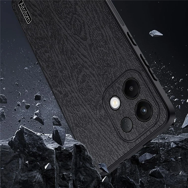 Wood Texture Case For Oppo K13 5G  /  K13x  /  K12s (China) PU Leather Coated PC TPU Phone Cover - Black-Cellmalls