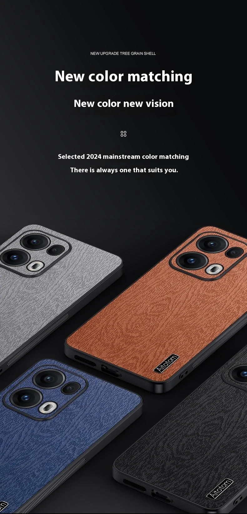 For Oppo Reno13 Pro 5G Case Wood Texture PU Leather Coated PC+TPU Phone Cover - Black-Cellmalls