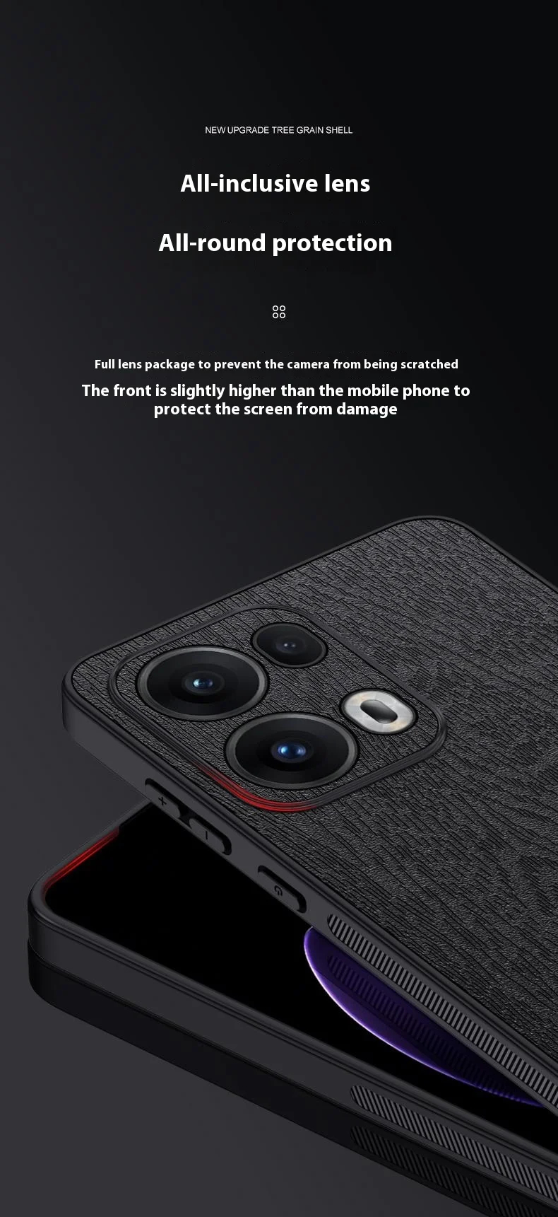 For Oppo Reno13 Pro 5G Case Wood Texture PU Leather Coated PC+TPU Phone Cover - Black-Cellmalls