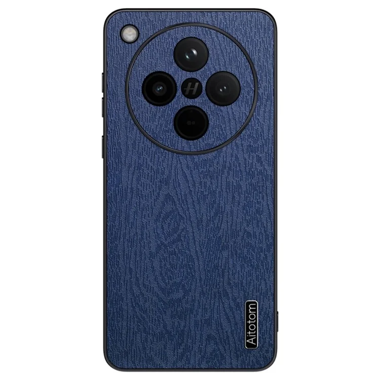 For Oppo Find X8s+ 5G Case Wood Texture PU Leather Coated PC TPU Phone Cover - Black-Cellmalls