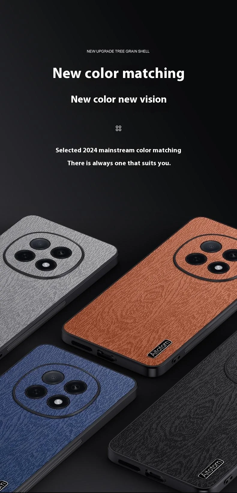 For Oppo F29 Pro 5G (Global) / A5 Pro 5G (China) Case Wood Texture PU Leather Coated PC TPU Phone Cover - Black-Cellmalls