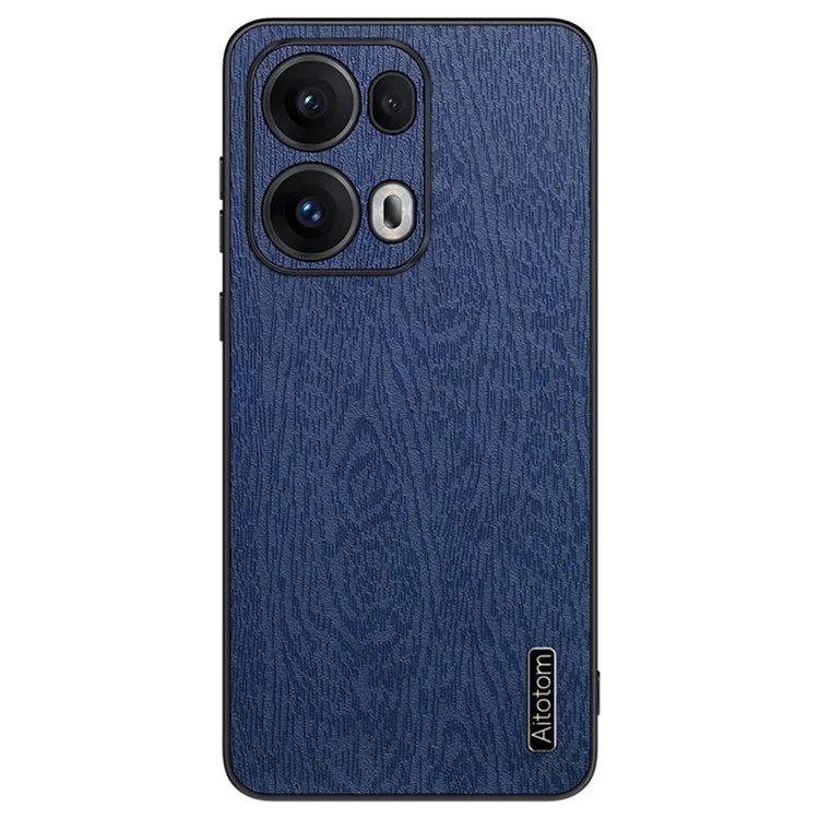 For Oppo Reno13 Pro 5G Case Wood Texture PU Leather Coated PC+TPU Phone Cover - Black-Cellmalls