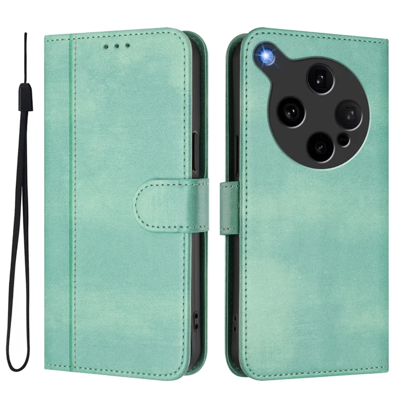 For Oppo Find X8 Ultra 5G Cases Wallet Stand Retro Texture Leather Phone Cover with Lanyard - Mint Green-Cellmalls