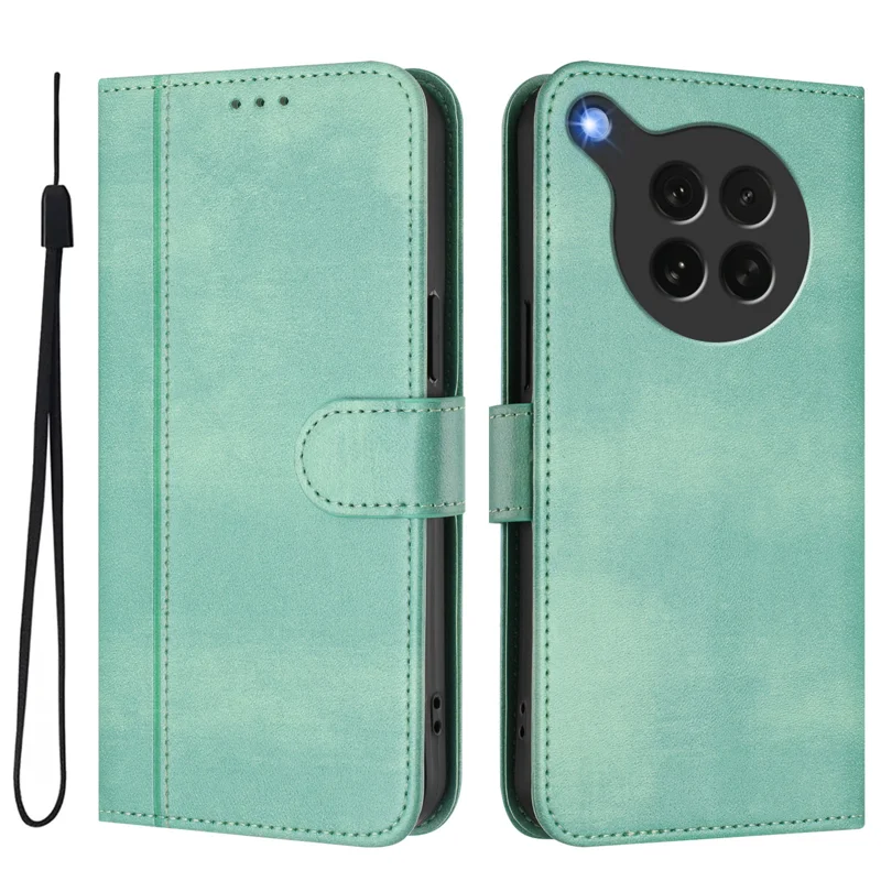 For Oppo Find X8s 5G Cases Wallet Stand Retro Texture Leather Phone Cover with Lanyard - Mint Green-Cellmalls