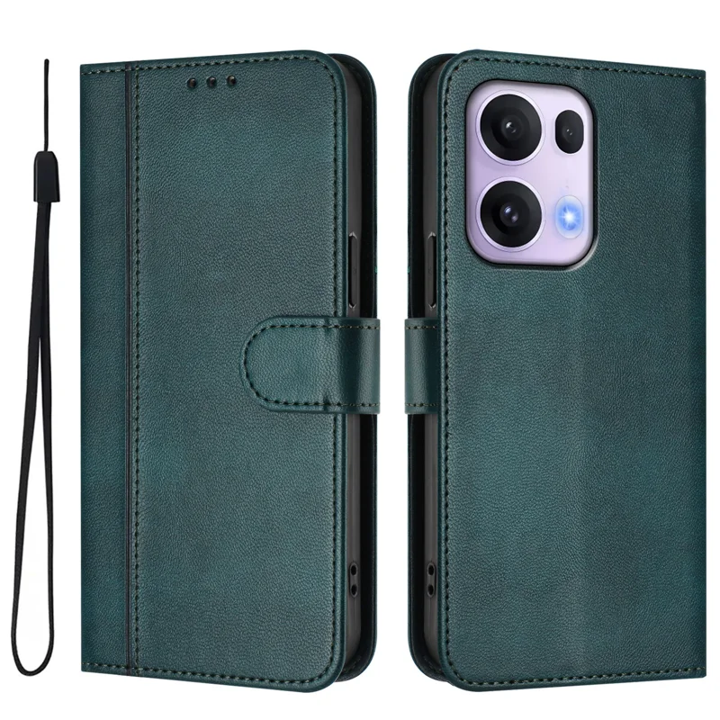 For Oppo Reno13 Pro 5G Cases Wallet Stand Retro Texture Leather Phone Cover with Lanyard - Mint Green-Cellmalls