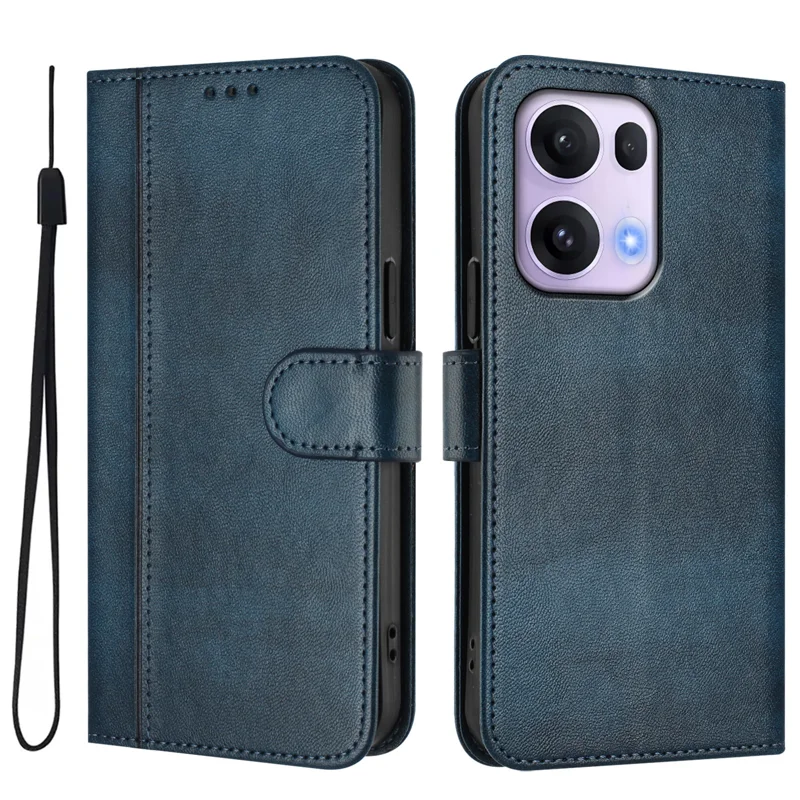 For Oppo Reno13 Pro 5G Cases Wallet Stand Retro Texture Leather Phone Cover with Lanyard - Mint Green-Cellmalls