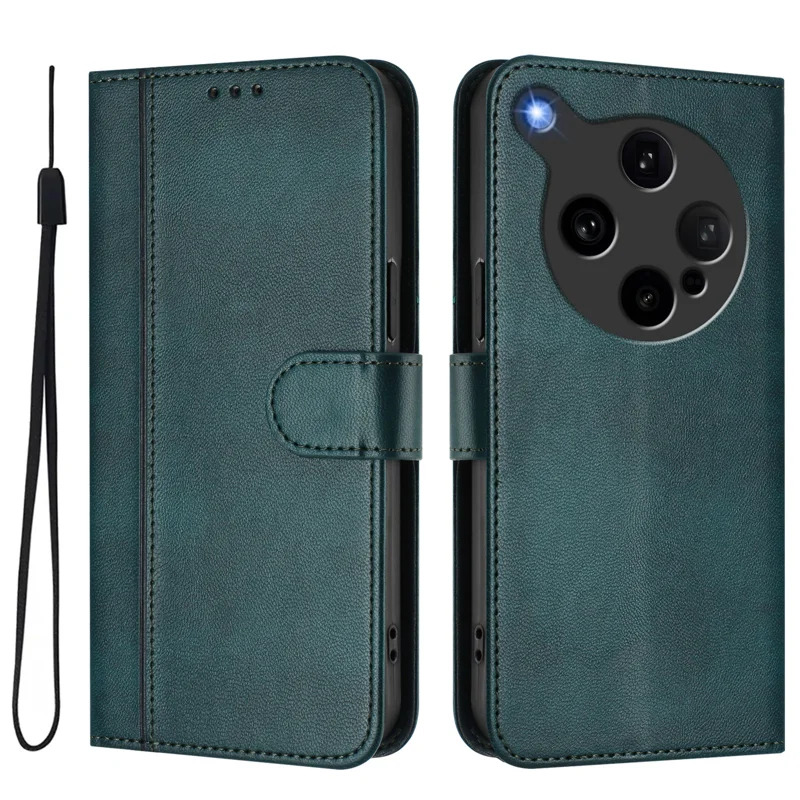 For Oppo Find X8 Ultra 5G Cases Wallet Stand Retro Texture Leather Phone Cover with Lanyard - Mint Green-Cellmalls