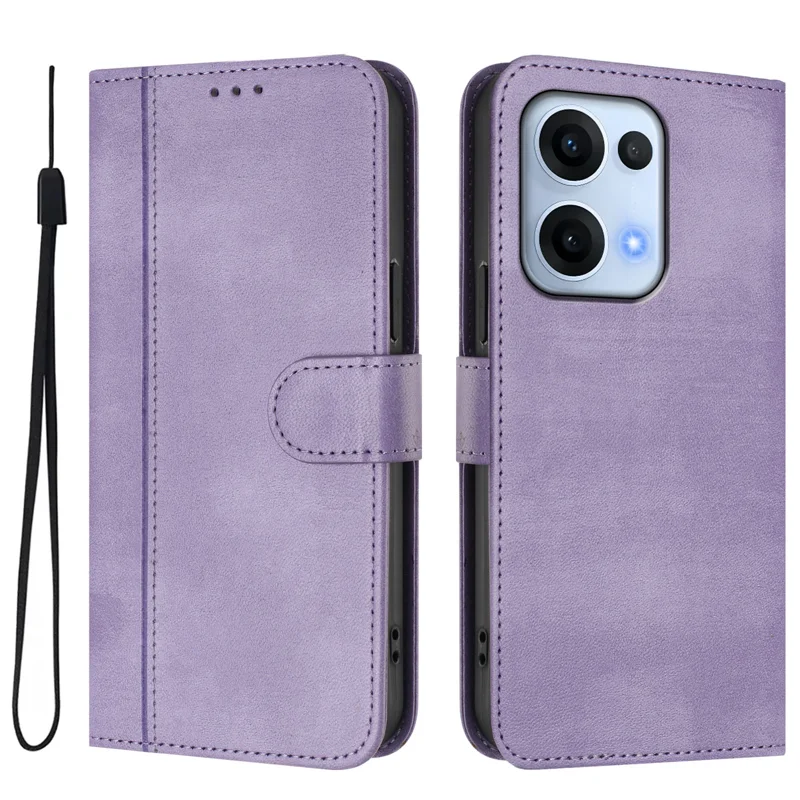 For Oppo Reno13 5G (Global) Cases Wallet Stand Retro Texture Leather Phone Cover with Lanyard - Mint Green-Cellmalls