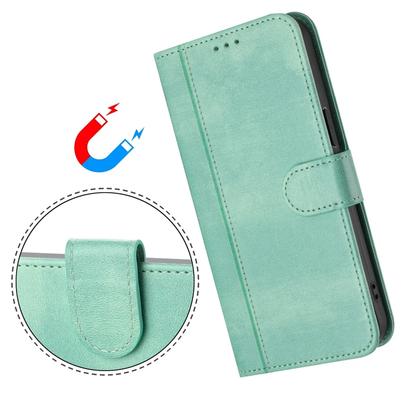 For Oppo Reno13 5G (Global) Cases Wallet Stand Retro Texture Leather Phone Cover with Lanyard - Mint Green-Cellmalls