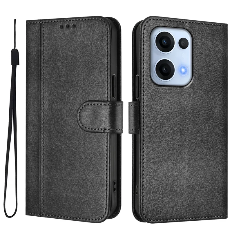 For Oppo Reno13 5G (Global) Cases Wallet Stand Retro Texture Leather Phone Cover with Lanyard - Mint Green-Cellmalls