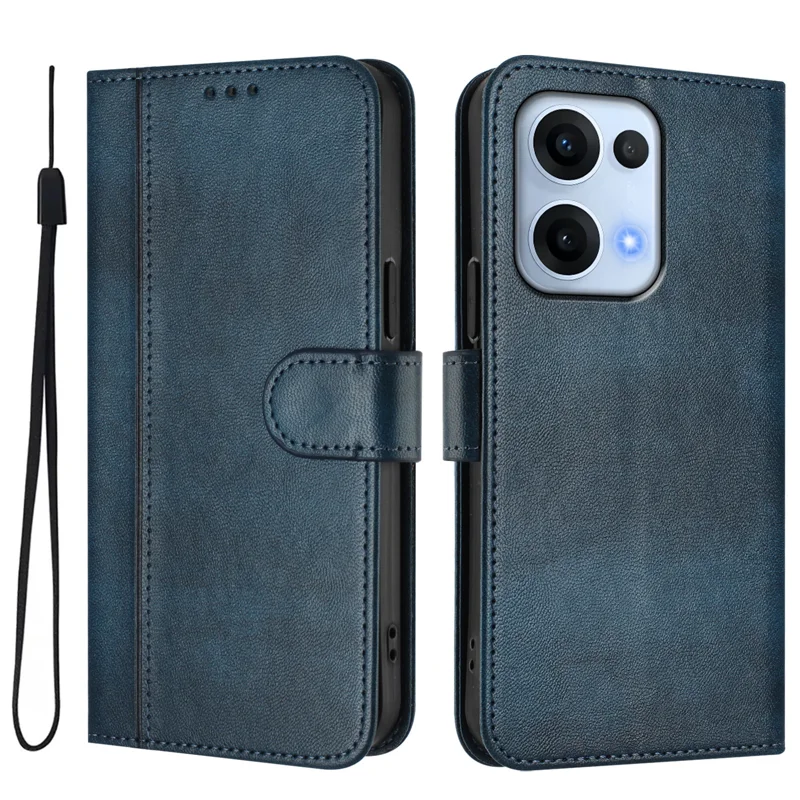 For Oppo Reno13 5G (Global) Cases Wallet Stand Retro Texture Leather Phone Cover with Lanyard - Mint Green-Cellmalls