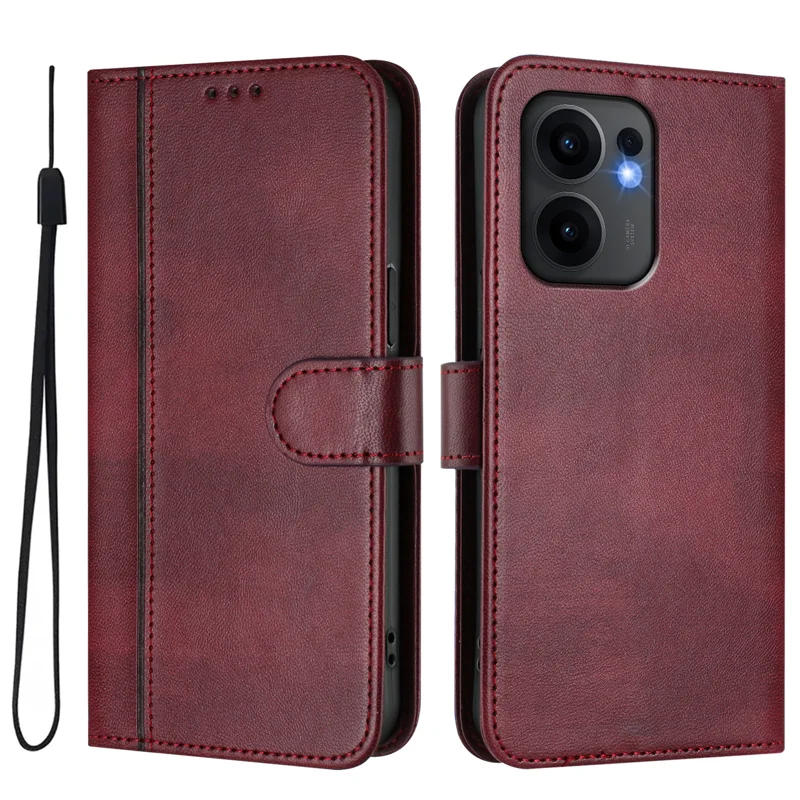 For Oppo Reno13 F 5G Cases Wallet Stand Retro Texture Leather Phone Cover with Lanyard - Mint Green-Cellmalls