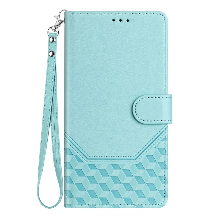For Oppo Find X8 Ultra 5G Case Imprinted Honeycomb RFID Blocking Leather Phone Cover with Strap - Mint Green-Cellmalls