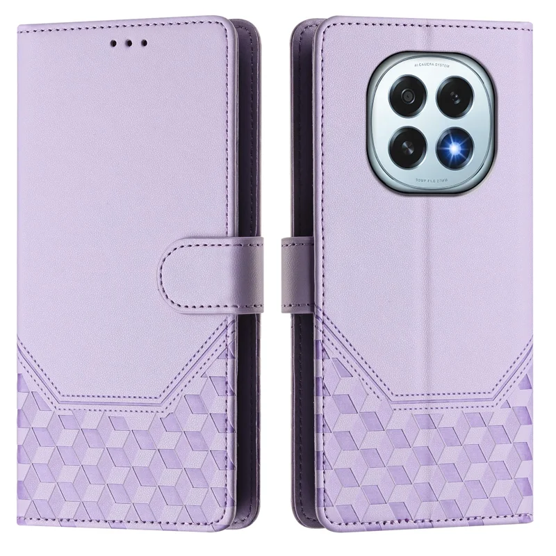 For Oppo F29 5G Case Imprinted Honeycomb RFID Blocking Leather Phone Cover with Strap - Mint Green-Cellmalls