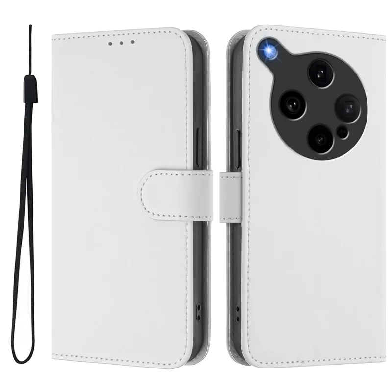 For Oppo Find X8 Ultra 5G Case Solid Color Wallet Leather Phone Cover with Strap - Black-Cellmalls