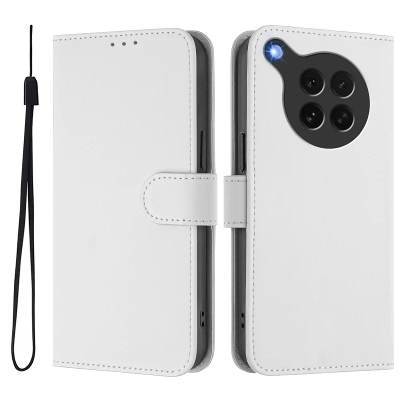 For Oppo Find X8s 5G Case Solid Color Wallet Leather Phone Cover with Strap - Black-Cellmalls