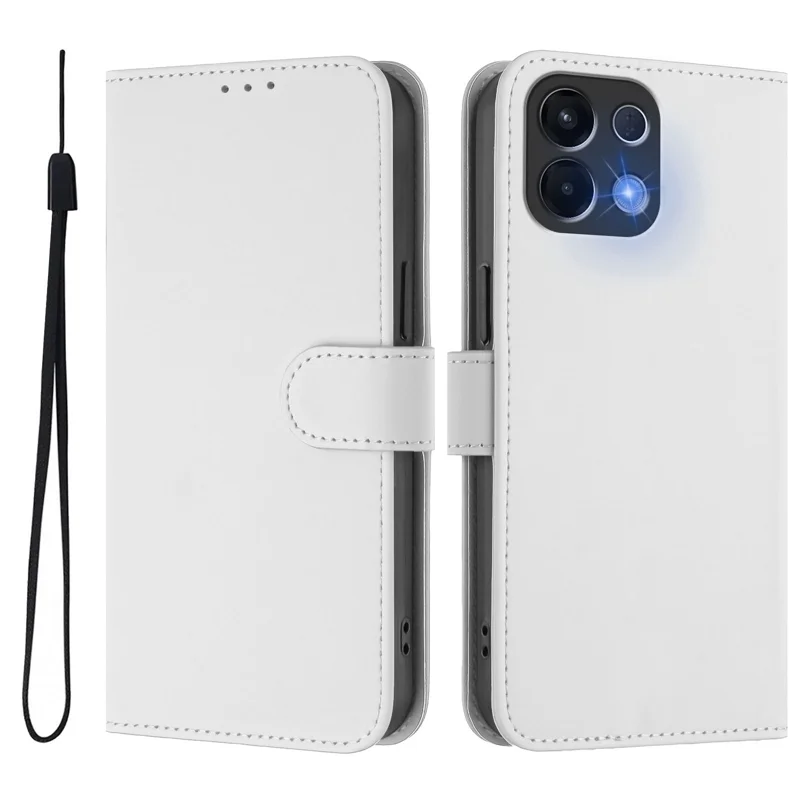 For Oppo K13 5G Case Solid Color Wallet Leather Phone Cover with Strap - Black-Cellmalls