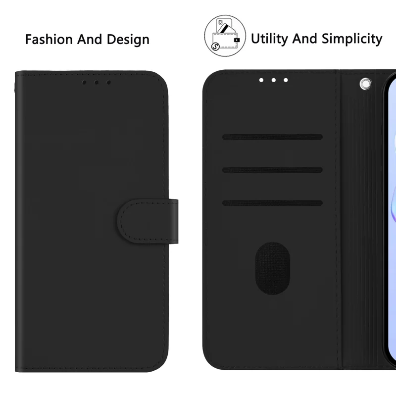 For Oppo Find X8s 5G Case Solid Color Wallet Leather Phone Cover with Strap - Black-Cellmalls