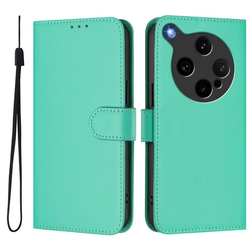 For Oppo Find X8 Ultra 5G Case Solid Color Wallet Leather Phone Cover with Strap - Black-Cellmalls