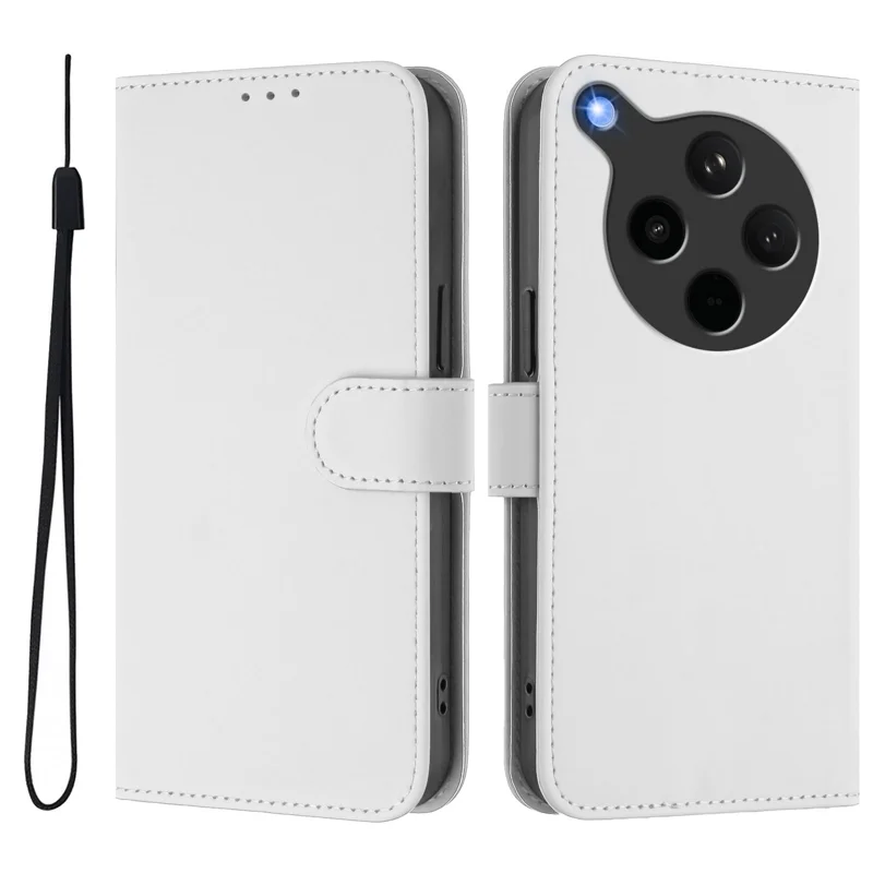 For Oppo Find X8s+ 5G Case Solid Color Wallet Leather Phone Cover with Strap - Black-Cellmalls