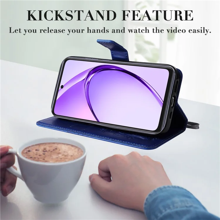 For Oppo A3x 4G / 5G (India) / A3 4G / 5G / A60 5G / A40 4G / A40M 4G Wallet Case Floral Butterfly Imprinted Leather Phone Cover Stand - Blue-Cellmalls