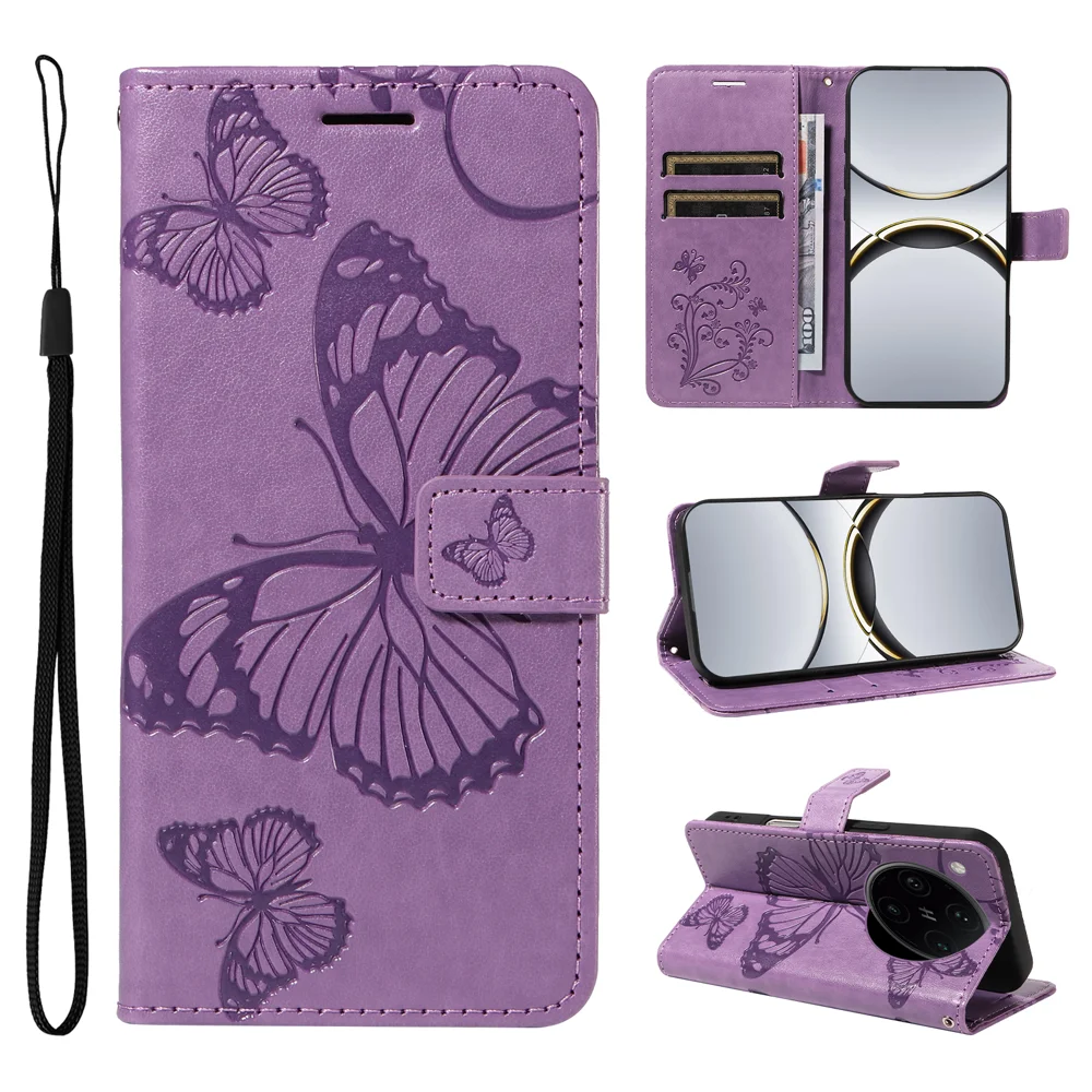 For Oppo Find X8 Pro 5G Wallet Case Floral Butterfly Imprinted Leather Phone Cover Stand -  Green-Cellmalls