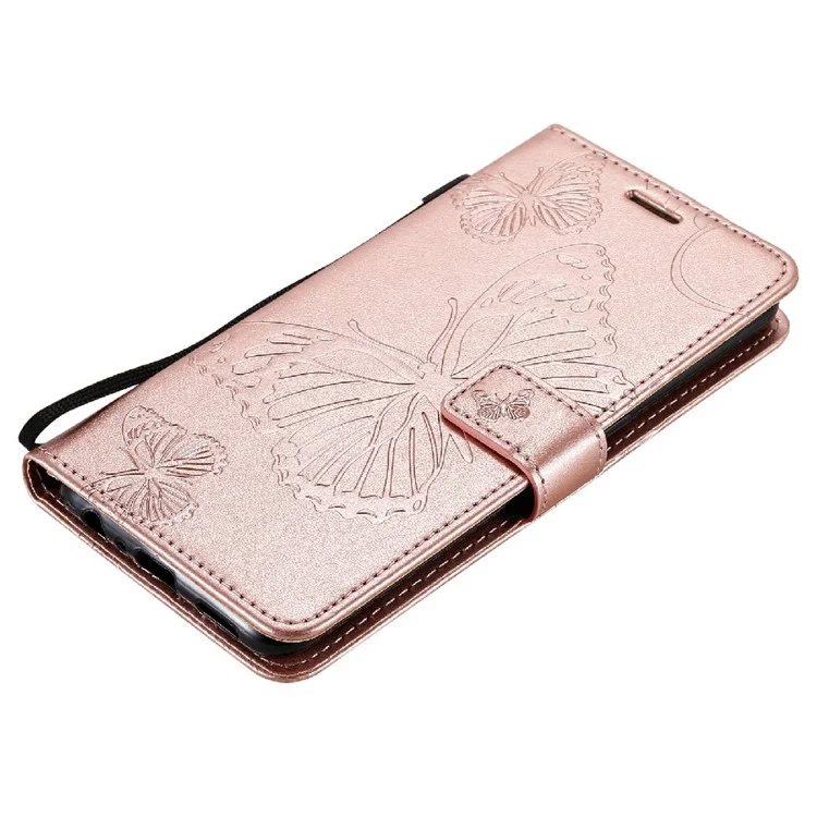 For Oppo Reno5 4G / 5G / Reno5 K / Find X3 Lite Wallet Case Floral Butterfly Imprinted Leather Phone Cover Stand - Rose Gold-Cellmalls
