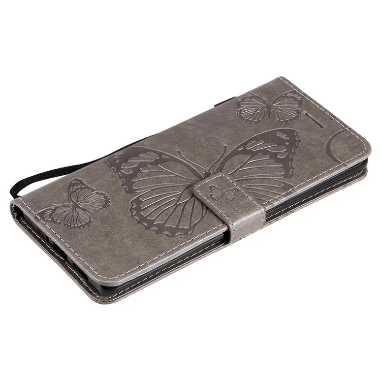 For OPPO Find X3 Neo / Reno5 Pro Plus 5G Wallet Case Floral Butterfly Imprinted Leather Phone Cover Stand - Grey-Cellmalls