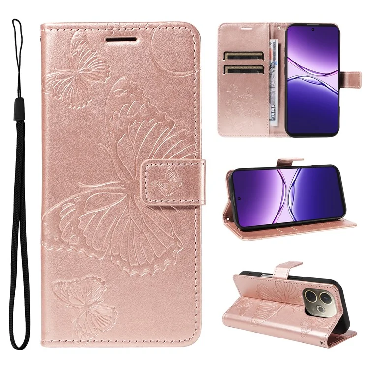 For Oppo A5 Pro 4G (Global) / 5G (Global) / A5 Energy 5G (China) Wallet Case Floral Butterfly Imprinted Leather Phone Cover - Green-Cellmalls