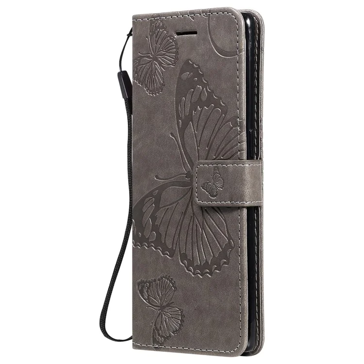 For OPPO Find X3 Neo / Reno5 Pro Plus 5G Wallet Case Floral Butterfly Imprinted Leather Phone Cover Stand - Grey-Cellmalls