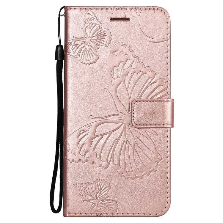 For Oppo Reno5 4G / 5G / Reno5 K / Find X3 Lite Wallet Case Floral Butterfly Imprinted Leather Phone Cover Stand - Rose Gold-Cellmalls