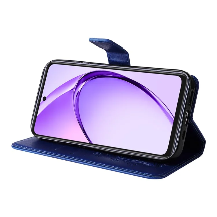 For Oppo A3x 4G / 5G (India) / A3 4G / 5G / A60 5G / A40 4G / A40M 4G Wallet Case Floral Butterfly Imprinted Leather Phone Cover Stand - Blue-Cellmalls