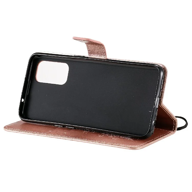 For Oppo Reno5 4G / 5G / Reno5 K / Find X3 Lite Wallet Case Floral Butterfly Imprinted Leather Phone Cover Stand - Rose Gold-Cellmalls