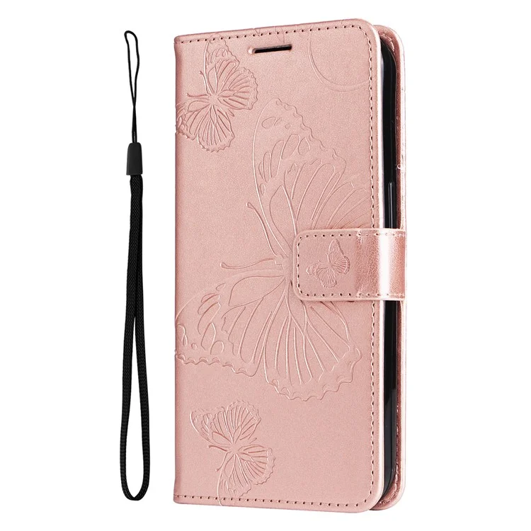 For Oppo A38 4G Wallet Case Floral Butterfly Imprinted Leather Phone Cover Stand - Rose Gold-Cellmalls