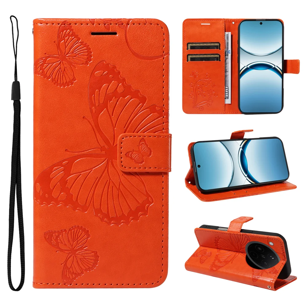 For Oppo Find X8 5G Wallet Case Floral Butterfly Imprinted Leather Phone Cover Stand -  Green-Cellmalls