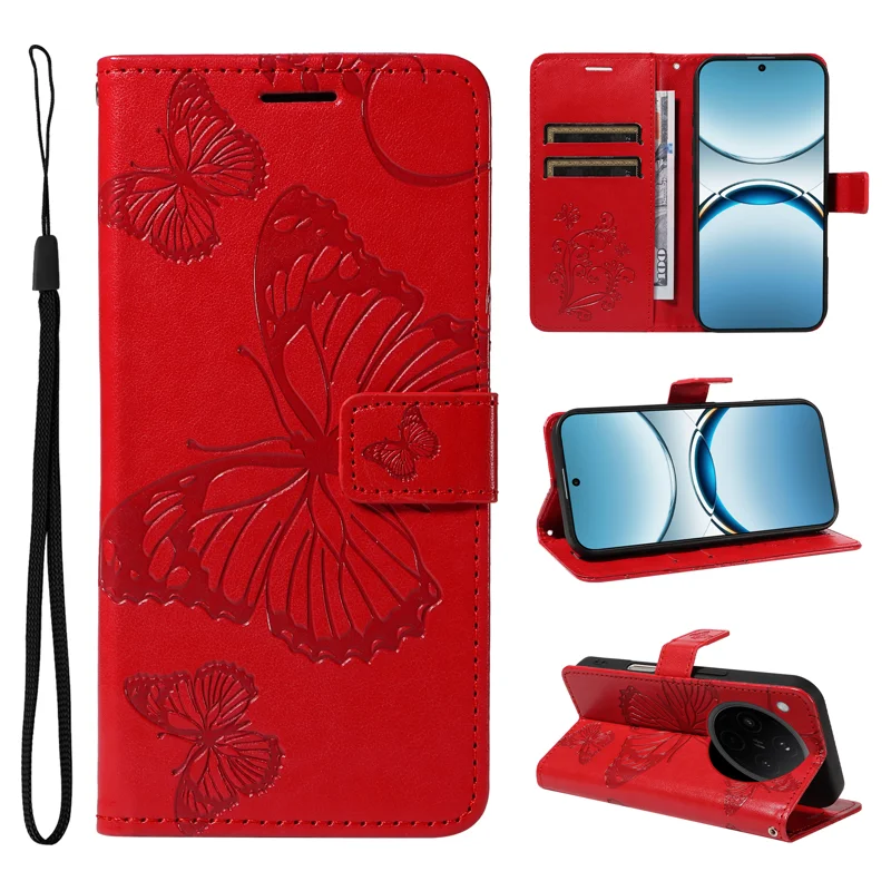 For Oppo Find X8 5G Wallet Case Floral Butterfly Imprinted Leather Phone Cover Stand -  Green-Cellmalls