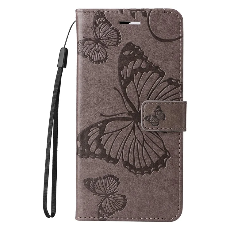 For Oppo Reno12 Pro 5G (Global) / (China) Wallet Case Floral Butterfly Imprinted Leather Phone Cover Stand - Grey-Cellmalls