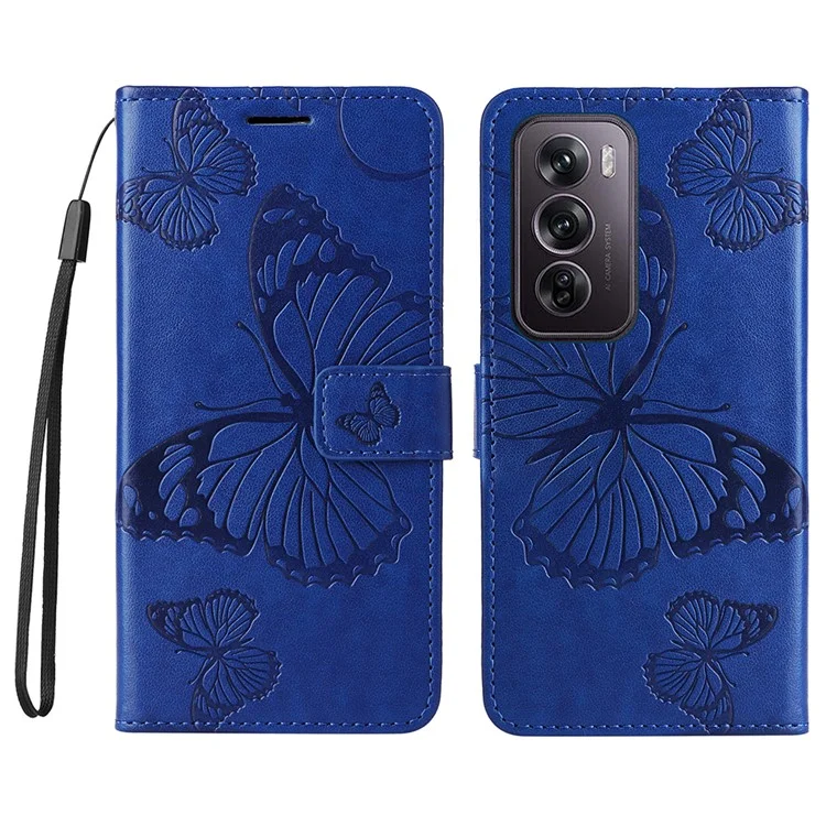 For Oppo Reno12 Pro 5G (Global) / (China) Wallet Case Floral Butterfly Imprinted Leather Phone Cover Stand - Grey-Cellmalls