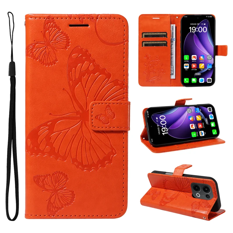 For Oppo Reno13 5G (Global) Wallet Case Floral Butterfly Imprinted Leather Phone Cover Stand -  Green-Cellmalls