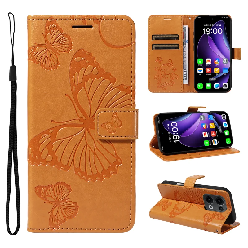 For Oppo Reno13 5G (Global) Wallet Case Floral Butterfly Imprinted Leather Phone Cover Stand -  Green-Cellmalls
