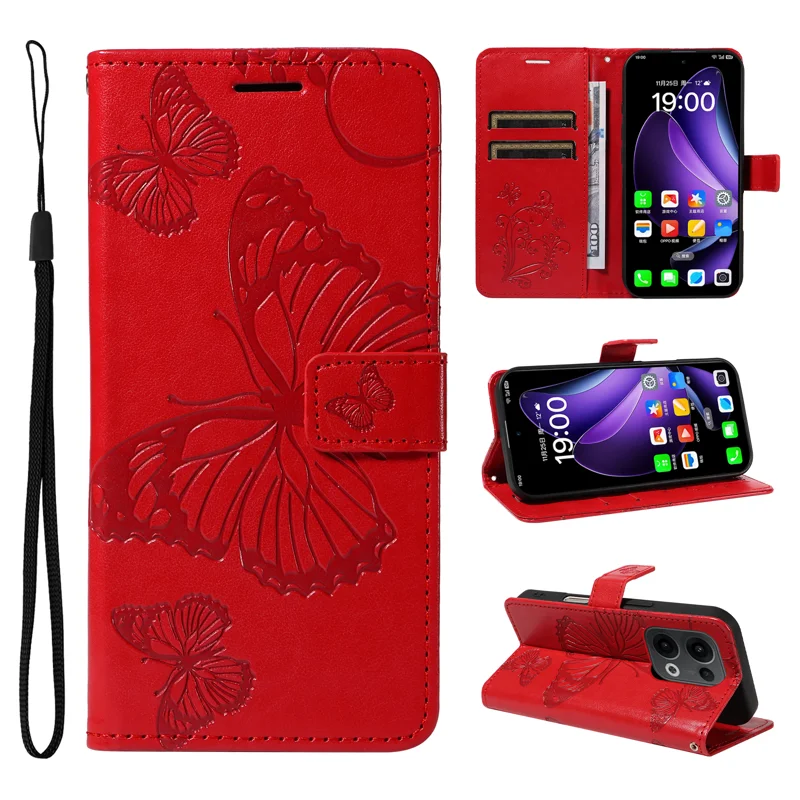 For Oppo Reno13 5G (Global) Wallet Case Floral Butterfly Imprinted Leather Phone Cover Stand -  Green-Cellmalls
