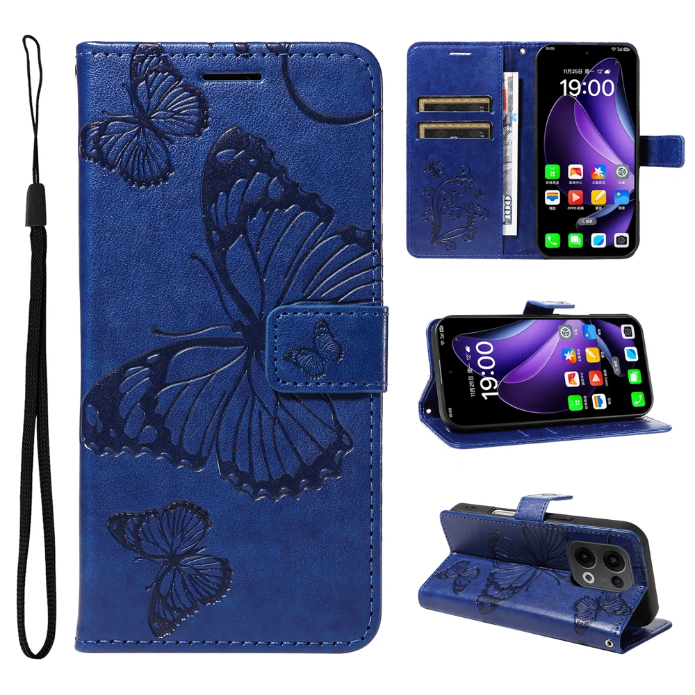 For Oppo Reno13 5G (Global) Wallet Case Floral Butterfly Imprinted Leather Phone Cover Stand -  Green-Cellmalls